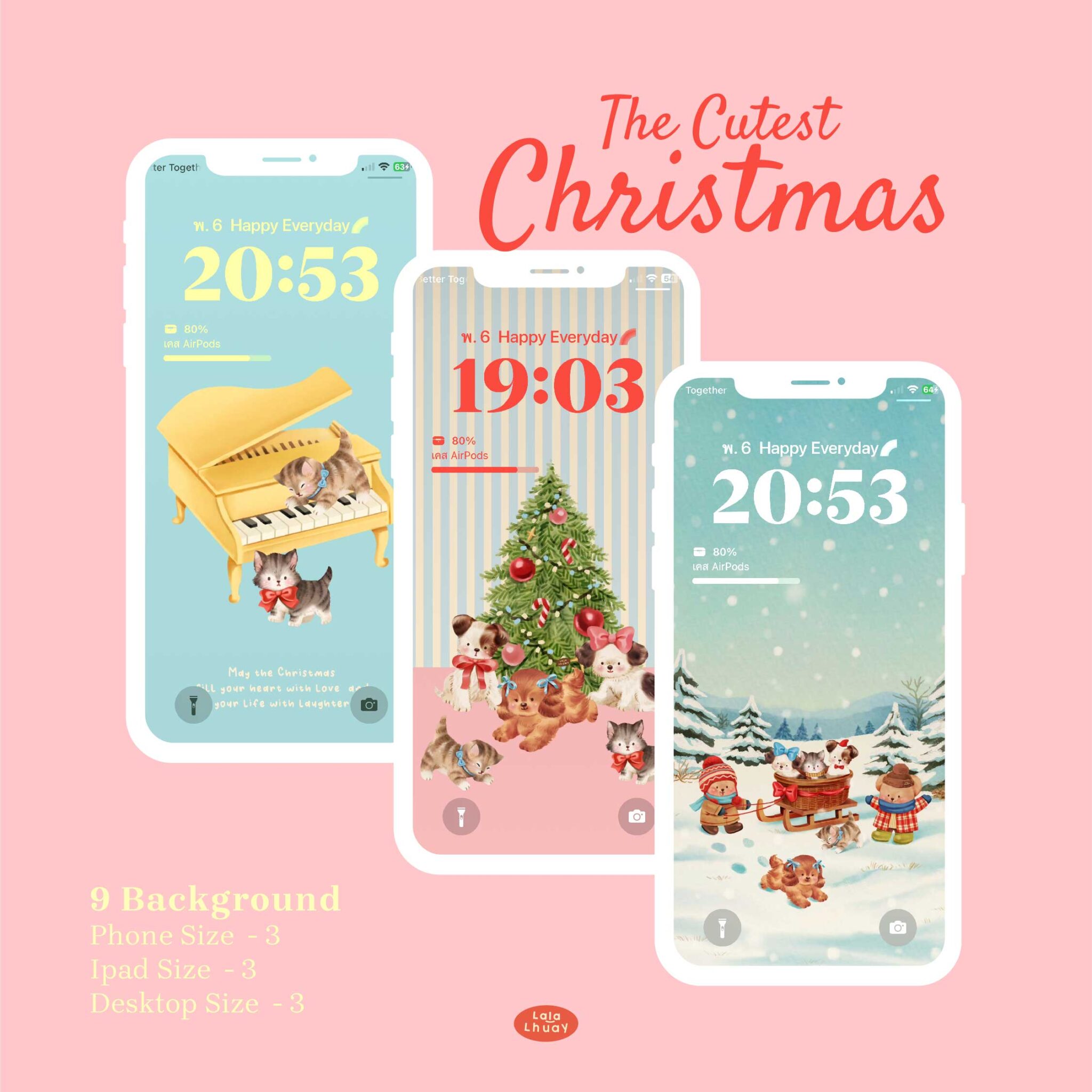 วอลเปเปอร์ไอโฟน wallpaper iphone: LALALHAUY the cutest christmas Preview