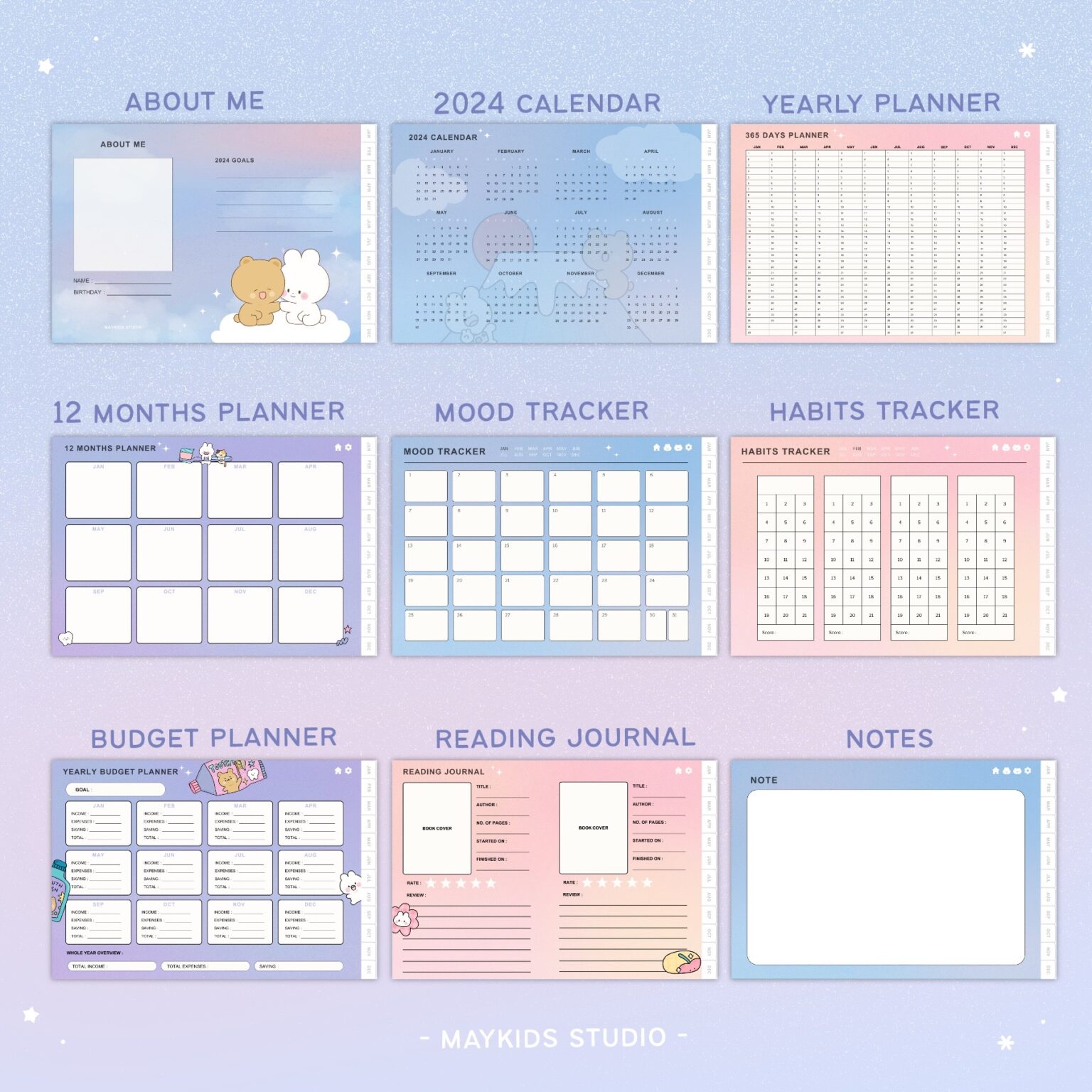 แพลนเนอร์ goodnote template 2024 digital planner: MAYKIDS STUDIO Preview 1