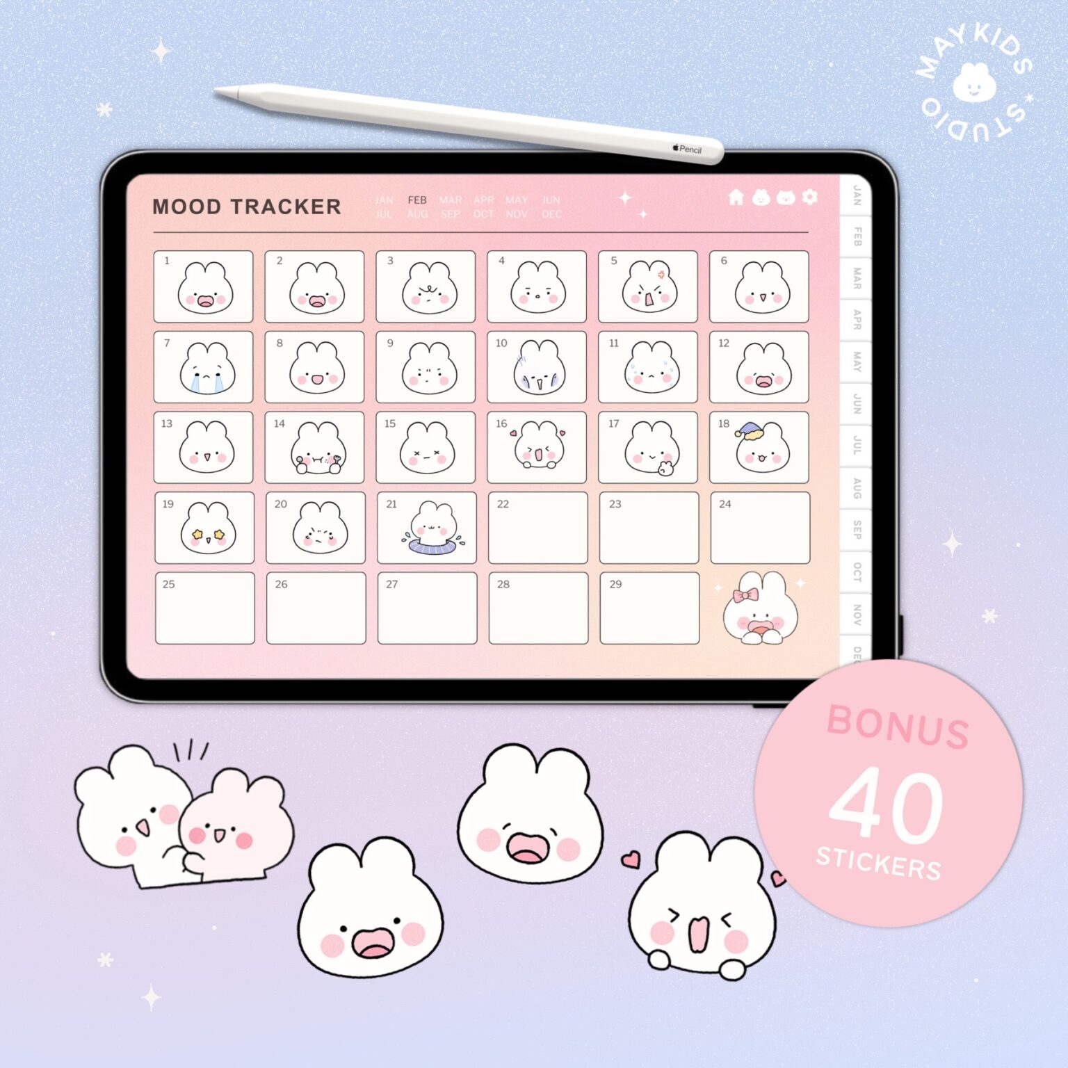 แพลนเนอร์ goodnote template 2024 digital planner: MAYKIDS STUDIO mood tracker