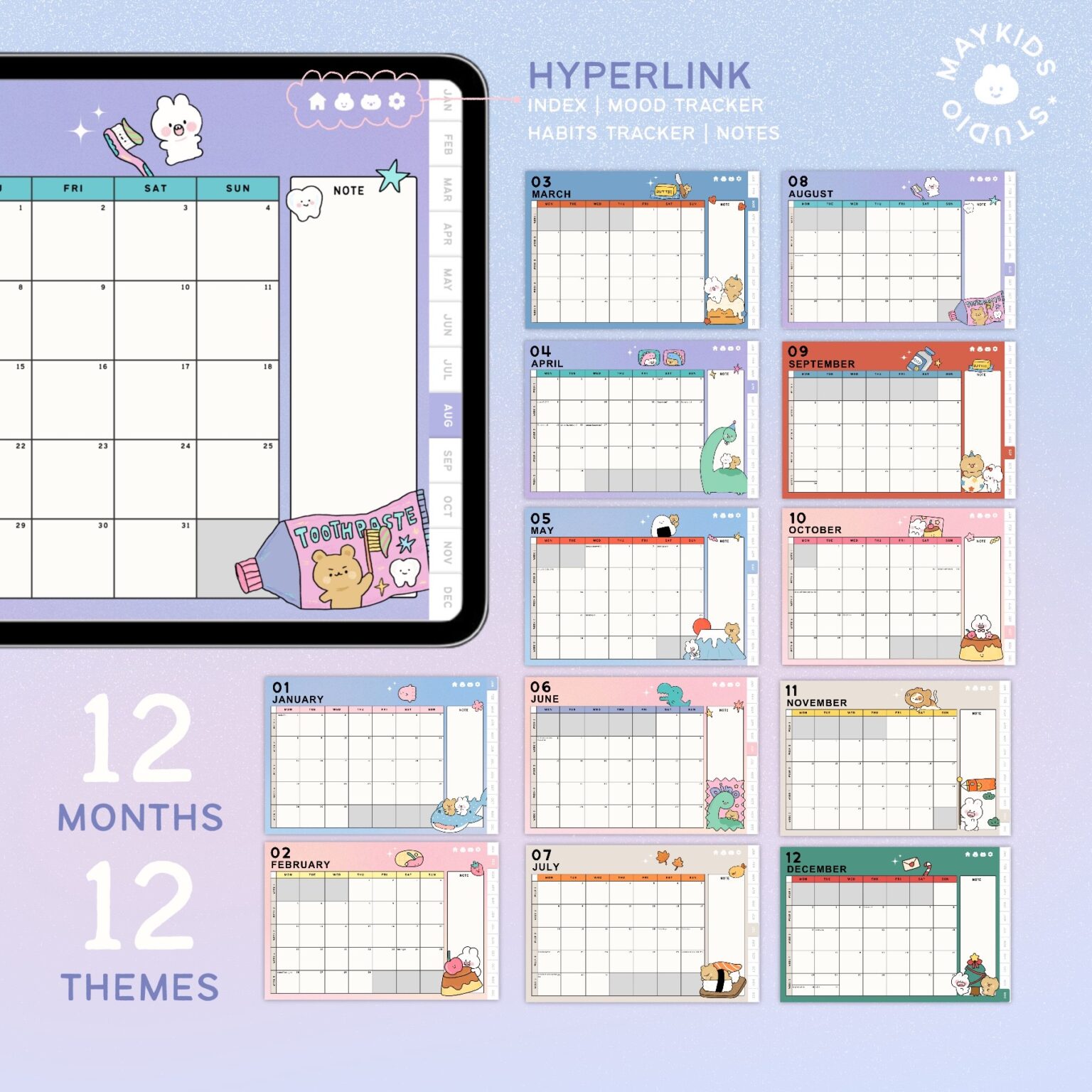 แพลนเนอร์ goodnote template 2024 digital planner: MAYKIDS STUDIO Preview 3