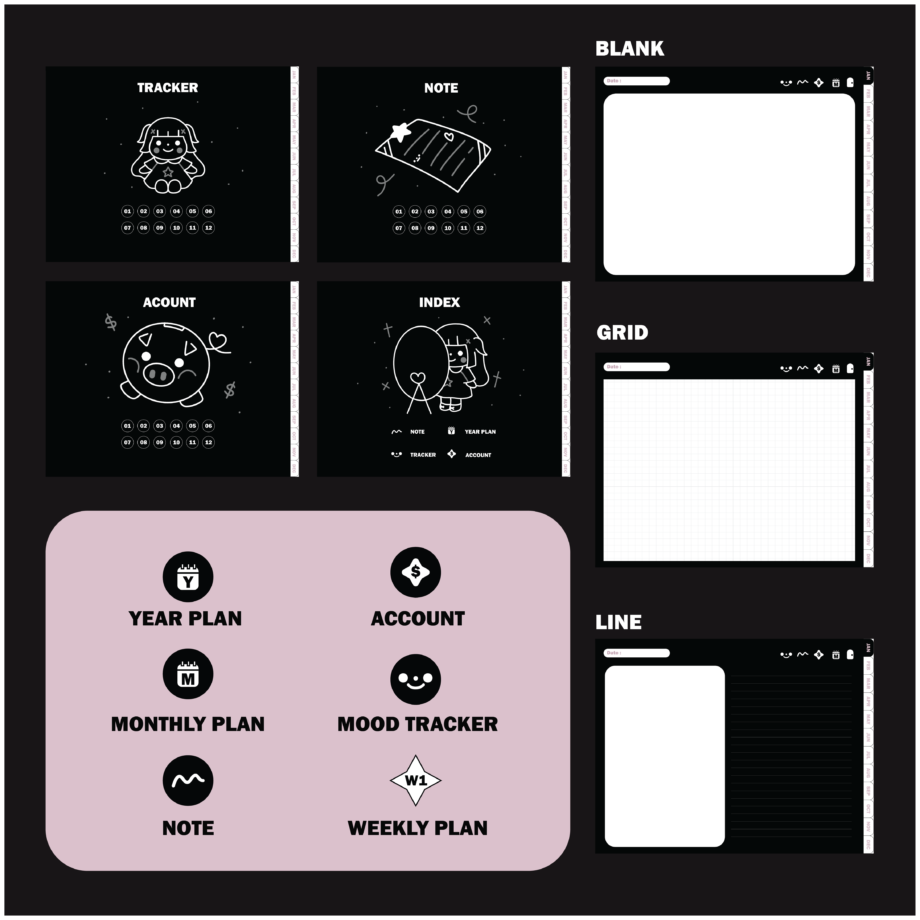 planners แพลนเนอร์ goodnote template 2024 digital planner: FORYORE goodnotes Preview 1