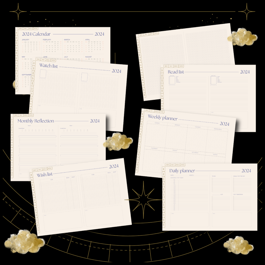 planners แพลนเนอร์ goodnote template 2024 digital planner: JAOAONBLUE Preview 2