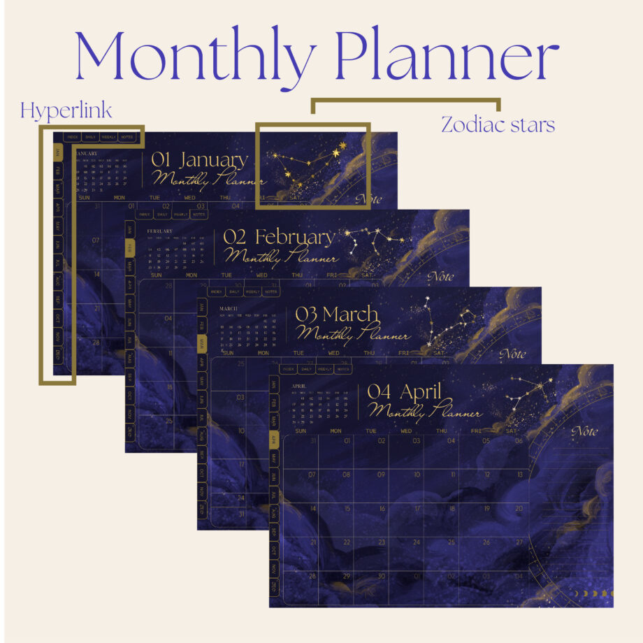 planners แพลนเนอร์ goodnote template 2024 digital planner: JAOAONBLUE Preview 3