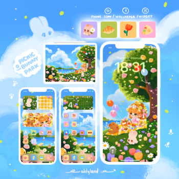 widget icon folder วอลเปเปอร์ไอโฟน wallpaper iphone pc ipad: ABLYLAND picnic in the bunny park Cover