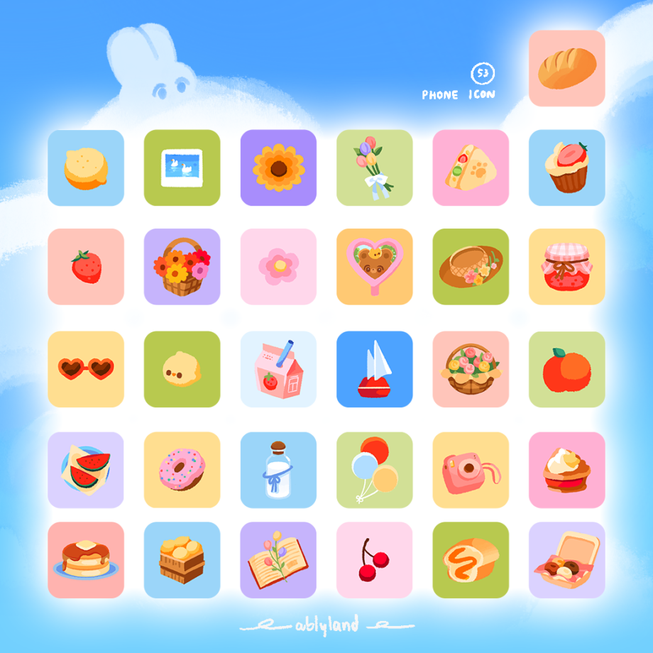 widget icon folder วอลเปเปอร์ไอโฟน wallpaper iphone ipad: ABLYLAND picnic in the bunny park Preview 3