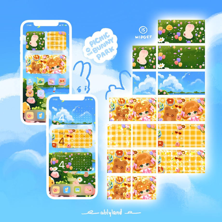 widget icon folder วอลเปเปอร์ไอโฟน wallpaper iphone ipad: ABLYLAND picnic in the bunny park Preview 2