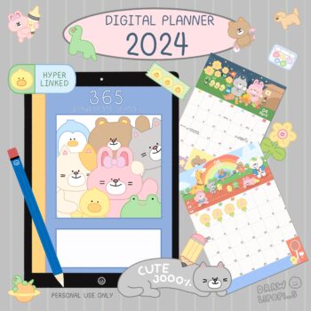 แพลนเนอร์ goodnote template digital planners: DRAWLIPOPI_S 365 day of 2024 Preview
