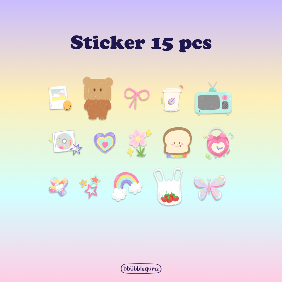 สติ๊กเกอร์ goodnotes png digital sticker: BBUBBLEGUMZ rainbow sticker v.1 Preview