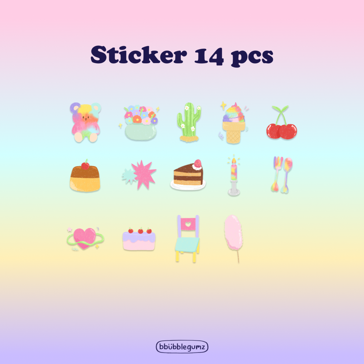 สติ๊กเกอร์ goodnotes png digital sticker: BBUBBLEGUMZ Rainbow Sticker V.2 PREVIEW