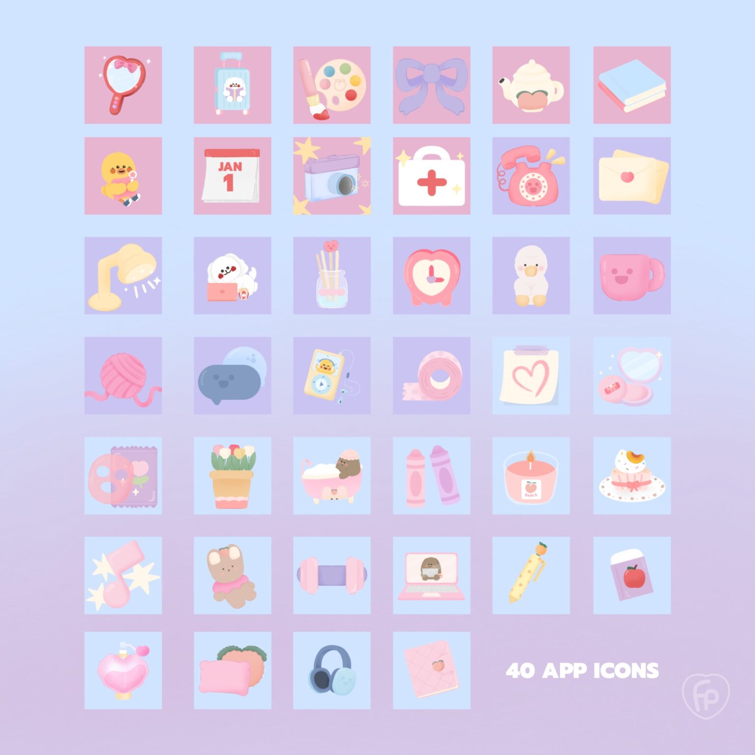 วอลเปเปอร์ไอโฟน ไอคอน วิดเจ็ต widget wallpaper iphone: FLUFFPUFFY happy day icon Preview