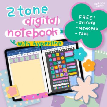 กระดาษโน๊ต png digital memo pad png notepad digital paper: CEREALS & BOWL 2 Tone Cover
