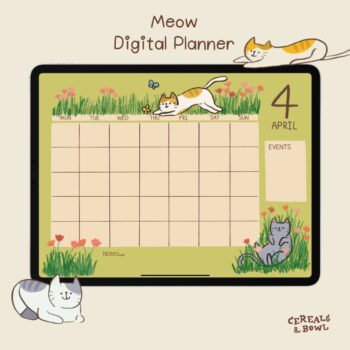 แพลนเนอร์ goodnote template 2024 digital planners: CEREALS & BOWL undated meow Cover