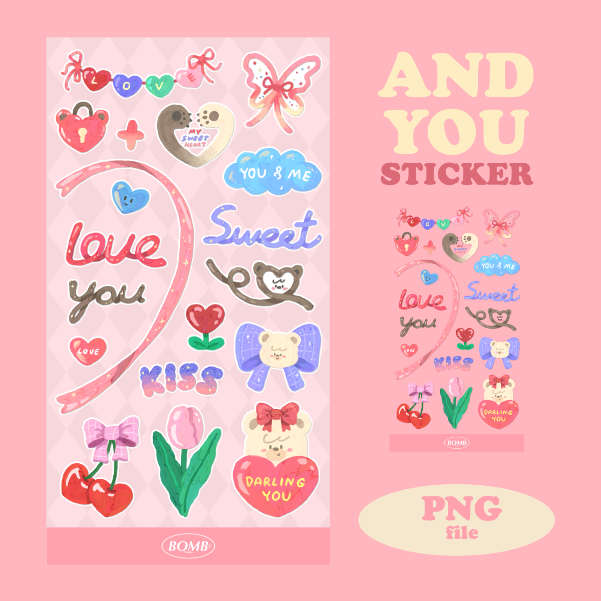 สติ๊กเกอร์ goodnotes png digital sticker: BOMBZSTUDIO and you Cover