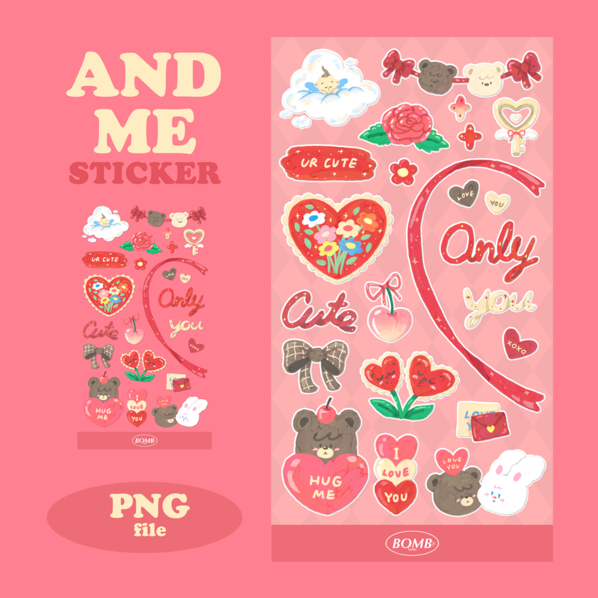 สติ๊กเกอร์ goodnotes png digital sticker: BOMBZSTUDIO and me Cover