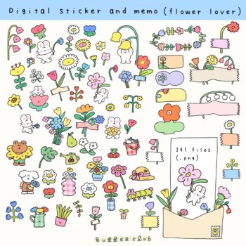 สติ๊กเกอร์ goodnotes สติ๊กเกอร์ png digital sticker: BUTTERCLUB flower lover Cover
