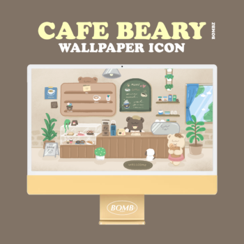วอลเปเปอร์ไอโฟน ไอคอน วิดเจ็ต widget wallpaper iphone pc ipad: BOMBZSTUDIO Cafe beary Cover