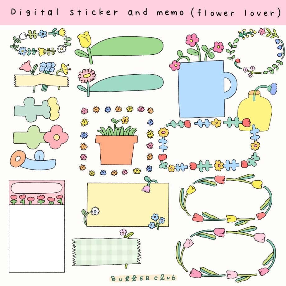 กระดาษโน๊ต png digital memo pad png notepad digital paper: BUTTERCLUB flower lover Preview