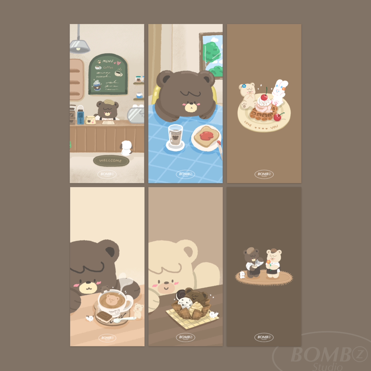 วอลเปเปอร์ไอโฟน wallpaper iphone: BOMBZSTUDIO Cafe beary