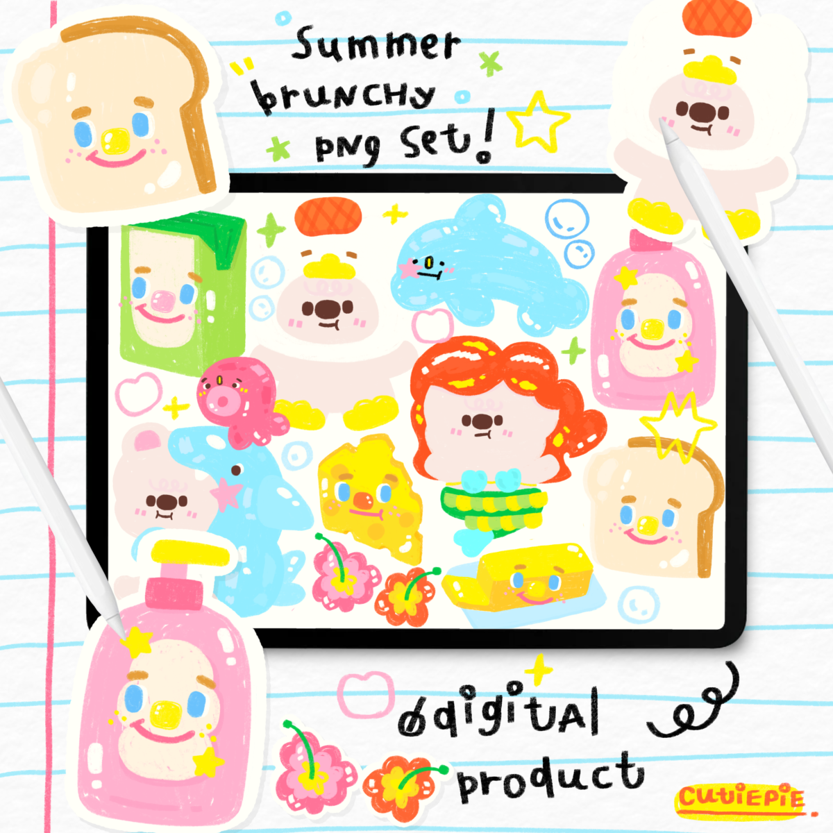 สติ๊กเกอร์ goodnotes สติ๊กเกอร์ png digital sticker - CUTIEPIEBMINE summer Cover