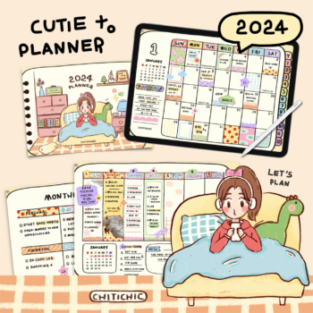 planner planners แพลนเนอร์ goodnote template 2024 digital planner: CHITICHIC cutie Cover