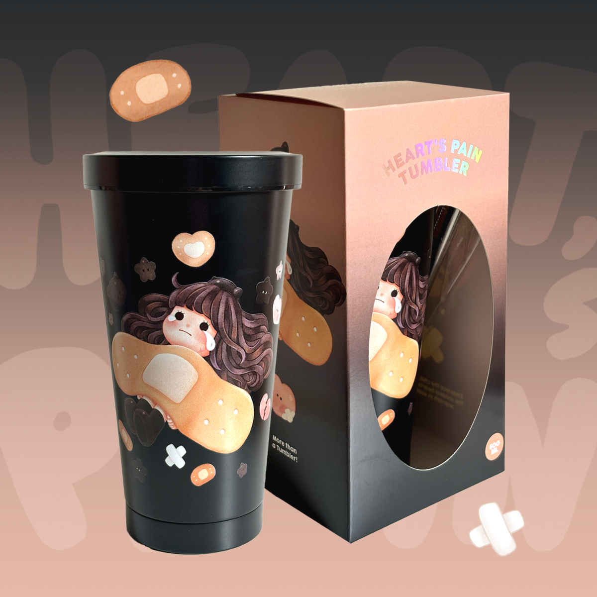 แก้วกาแฟ แก้วน้ำเก็บความเย็น แก้วเก็บความร้อน Tumbler: FAHFAHS hearts pain with box 01