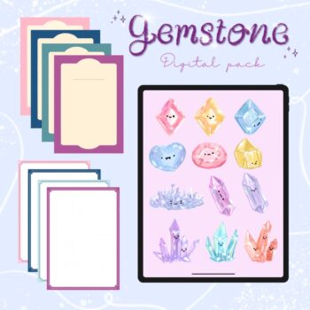 สติ๊กเกอร์ goodnotes สติ๊กเกอร์ png digital sticker: SKYBLUE.MTN digital pack gemstone Cover