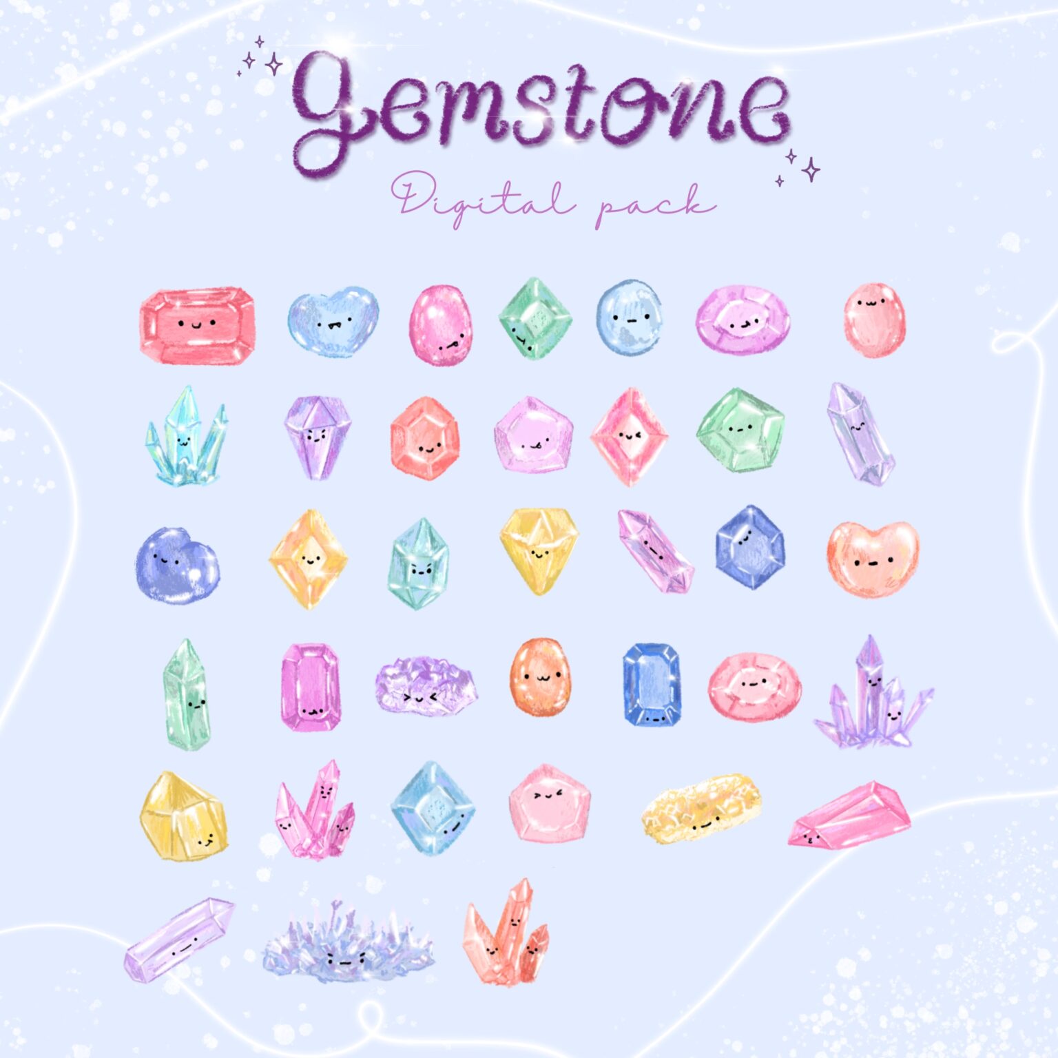 สติ๊กเกอร์ goodnotes สติ๊กเกอร์ png digital sticker: SKYBLUE.MTN digital pack gemstone Preview