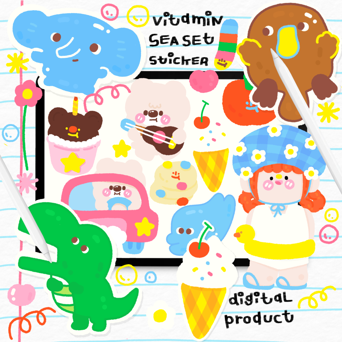 สติ๊กเกอร์ goodnotes png digital sticker: CUTIEPIEBMINE vitamin sea set Cover