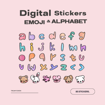 สติ๊กเกอร์ goodnotes png digital sticker: THE JAY Alphabet & cute emoji Cover
