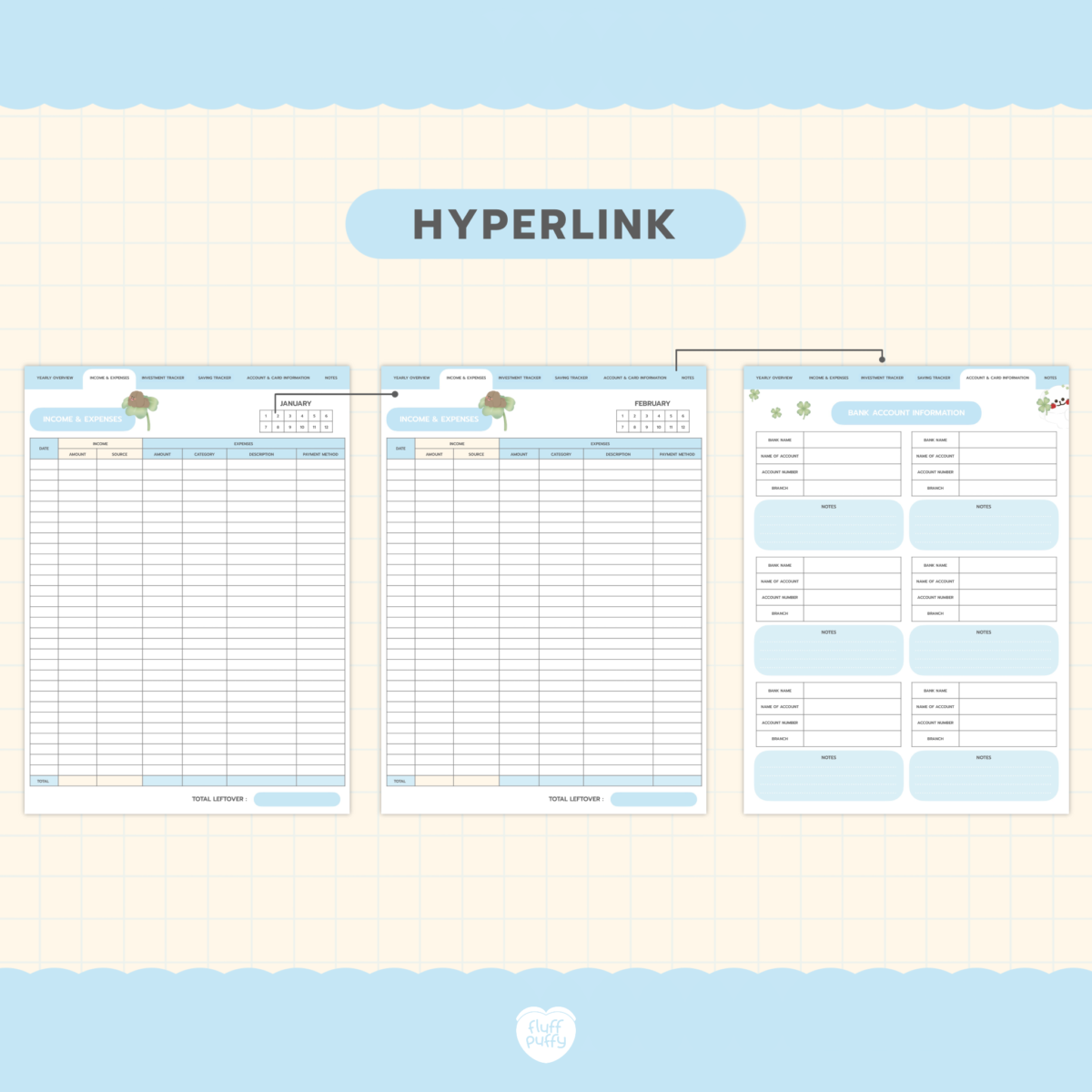 แพลนเนอร์ goodnote template digital planner: FLUFFPUFFY DIGITAL BUDGET Have a lucky day Preview 2