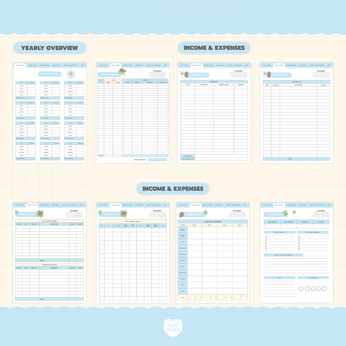 แพลนเนอร์ goodnote template digital planner: FLUFFPUFFY DIGITAL BUDGET Have a lucky day Preview 3