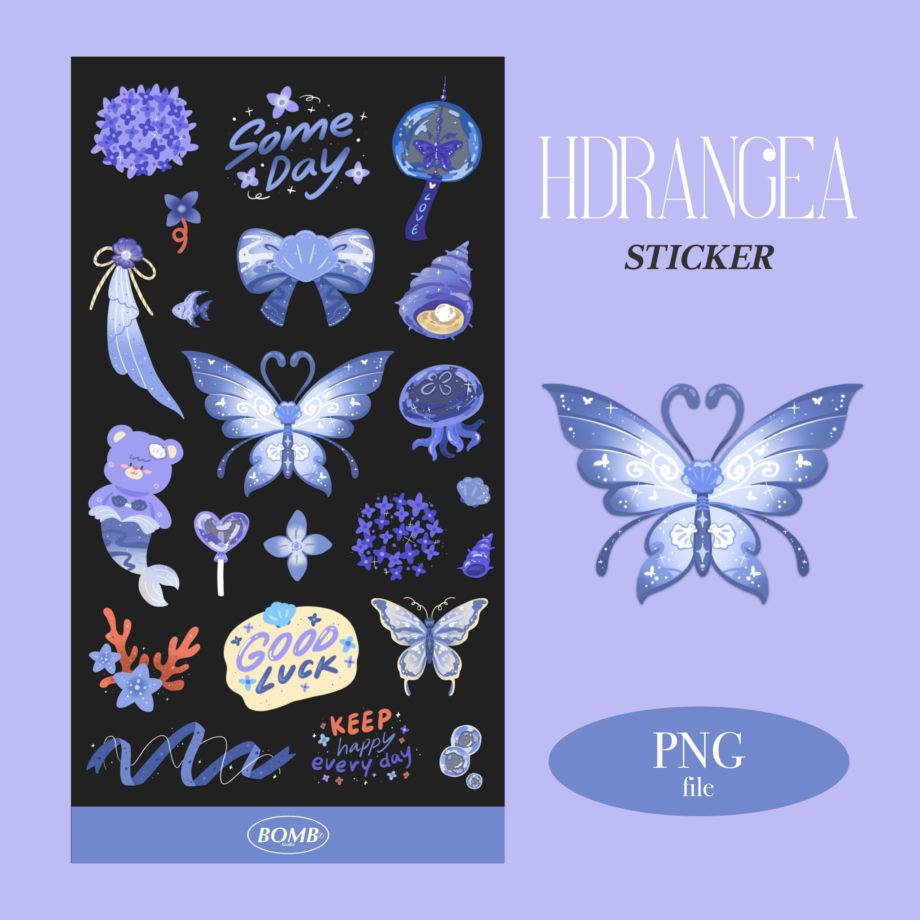 สติ๊กเกอร์ goodnotes png digital sticker: BOMBZSTUDIO Hydrangea: Cover