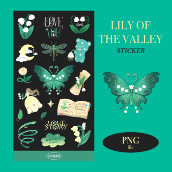สติ๊กเกอร์ goodnotes png digital sticker: BOMBZSTUDIO Lily of the valley: Cover