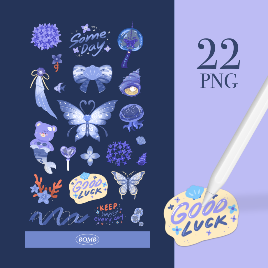 สติ๊กเกอร์ goodnotes png digital sticker: BOMBZSTUDIO Hydrangea: preview 1