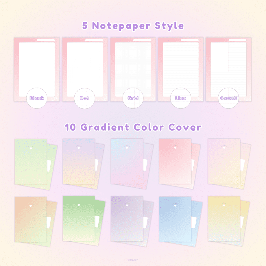 กระดาษโน๊ต memo pad notepad paper png: BBNJUK Gradient color cover preview