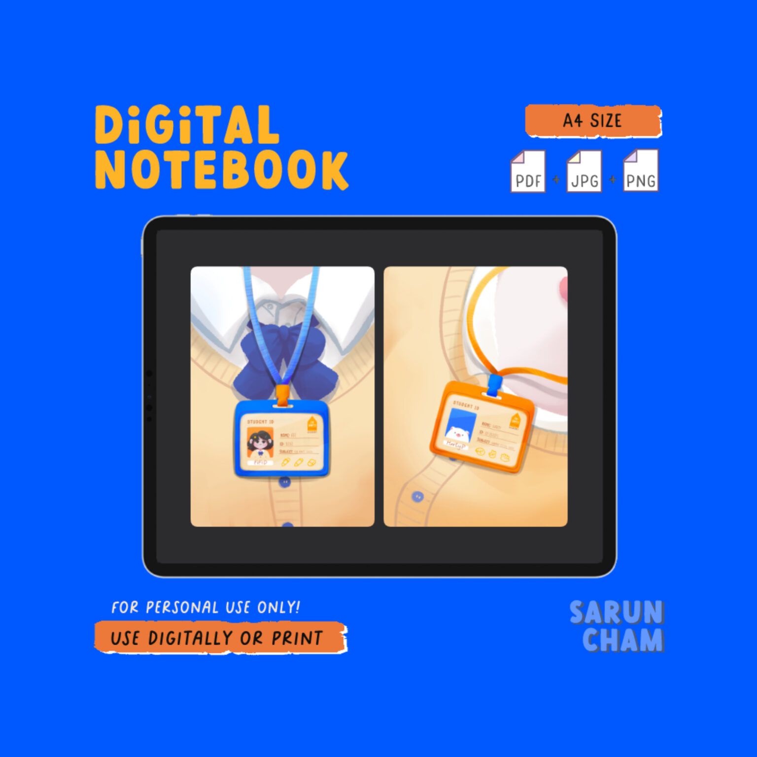 กระดาษโน๊ต memo pad notepad paper png digital notebook: SARUN CHAM Back to school 2024 Cover