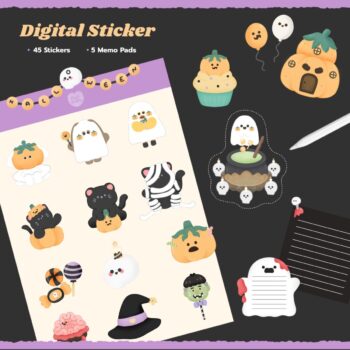 สติ๊กเกอร์ goodnotes png digital sticker: FLUFFPUFFY: Halloween Collection Cover