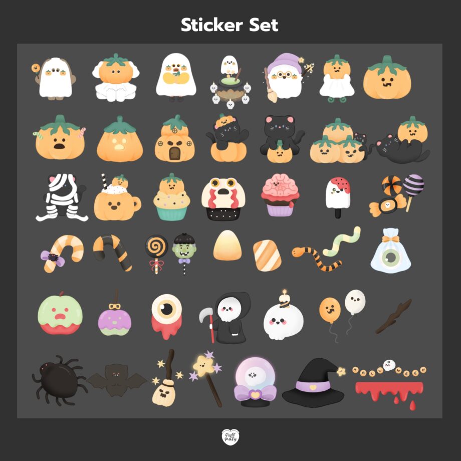 สติ๊กเกอร์ goodnotes png digital sticker: FLUFFPUFFY: Halloween Collection preview