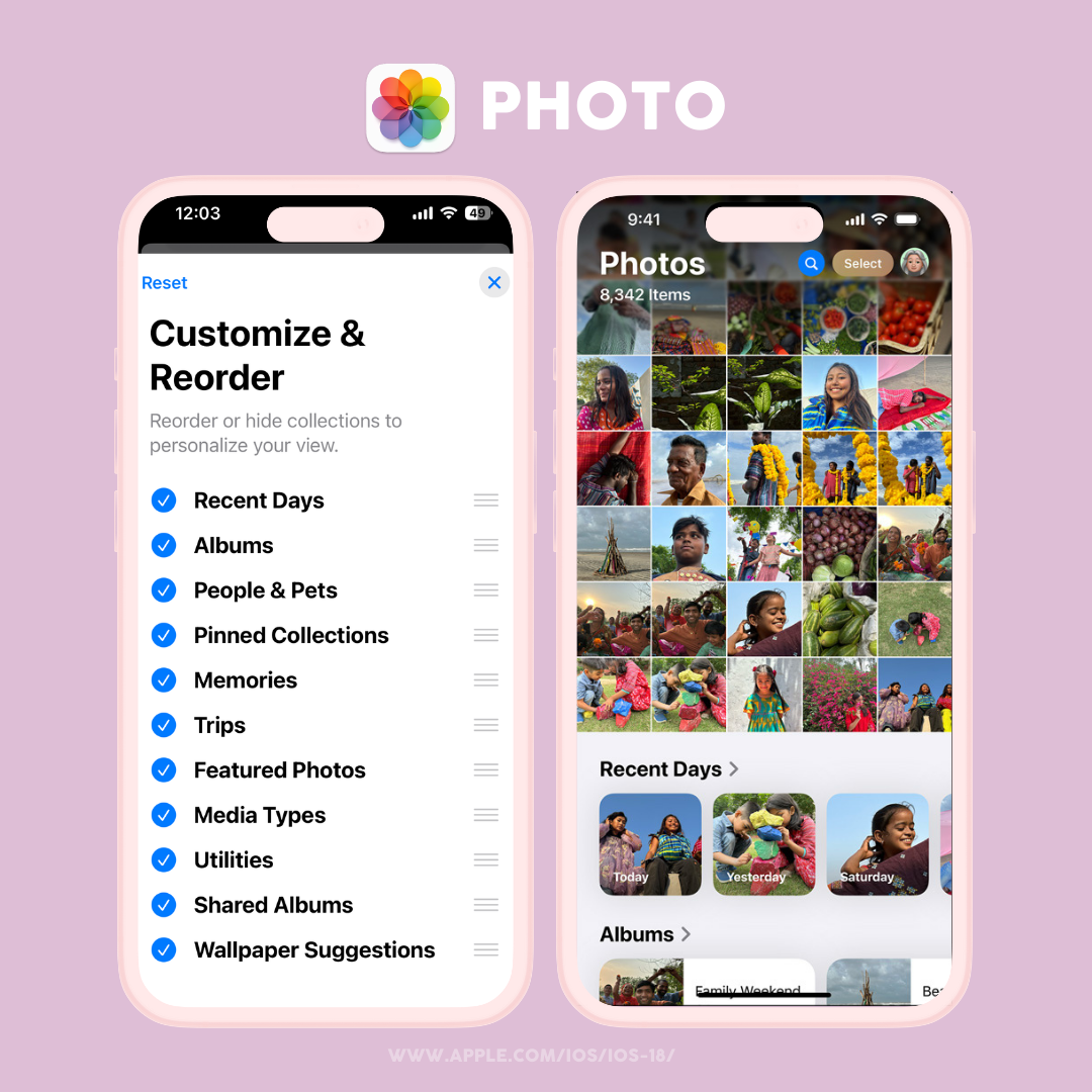 ios 18: customize photo album