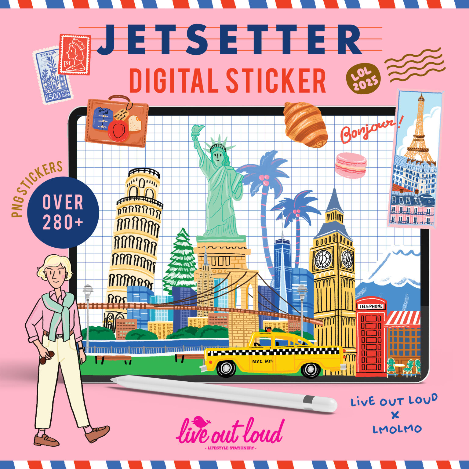 สติ๊กเกอร์ goodnotes png digital sticker: LIVE OUT LOUD x LMOLMO Jetsetter Cover