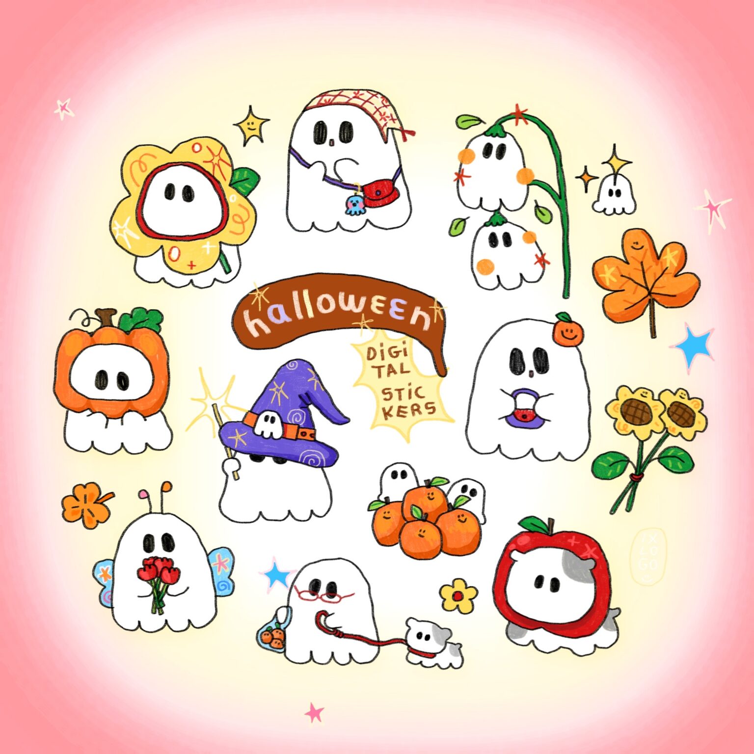 สติ๊กเกอร์ goodnotes png digital sticker: IXLOGO Halloween Cute Ghost Cover