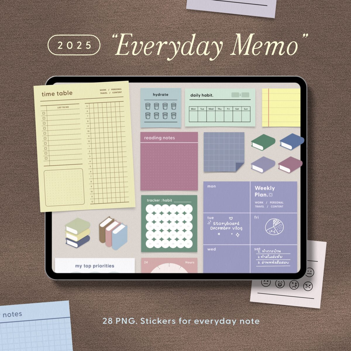 สติ๊กเกอร์ goodnotes png digital sticker: THE BUTTER AND SCOTCH: Everyday Memo Cover