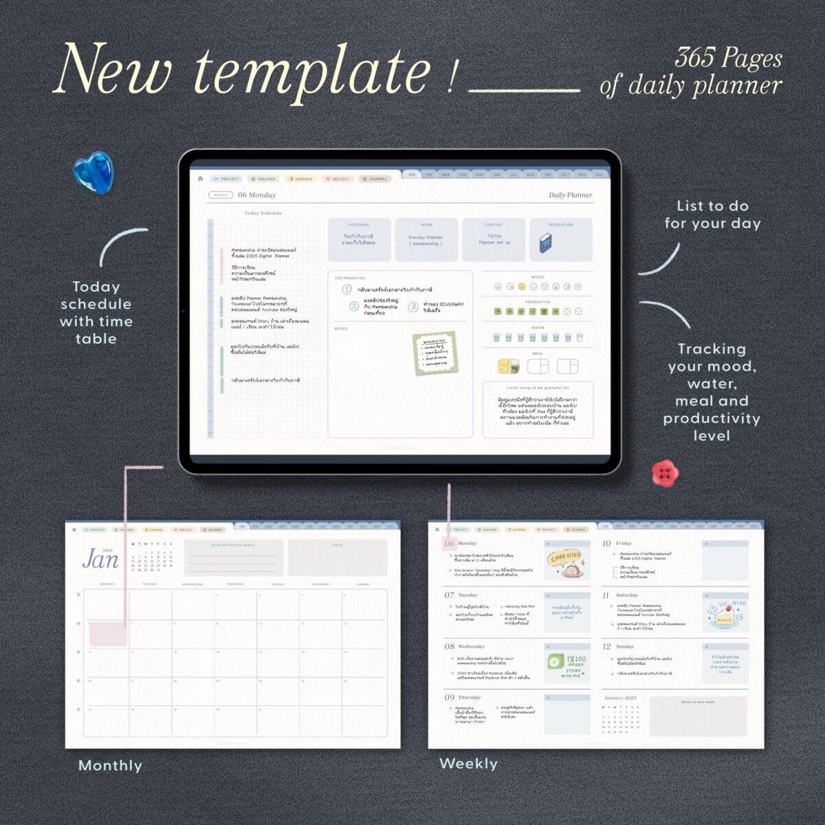 planners แพลนเนอร์ goodnote template 2025 digital planner: THE BUTTER AND SCOTCH: daily