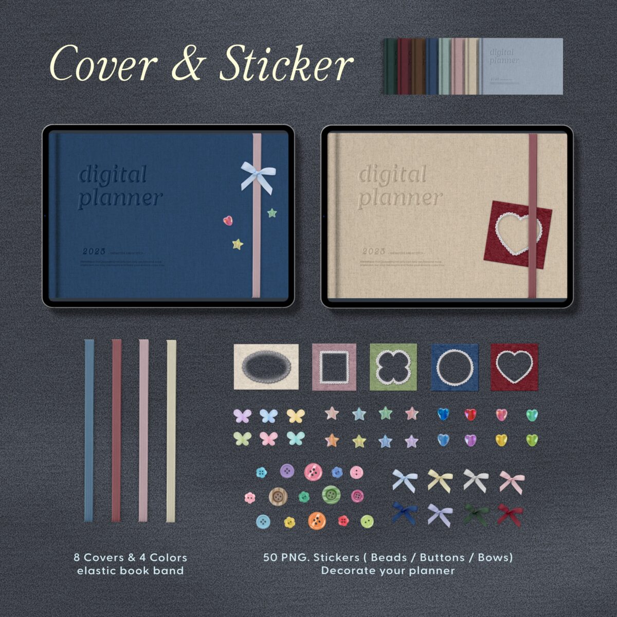 planners แพลนเนอร์ goodnote template 2025 digital planner: THE BUTTER AND SCOTCH: cover and sticker preview