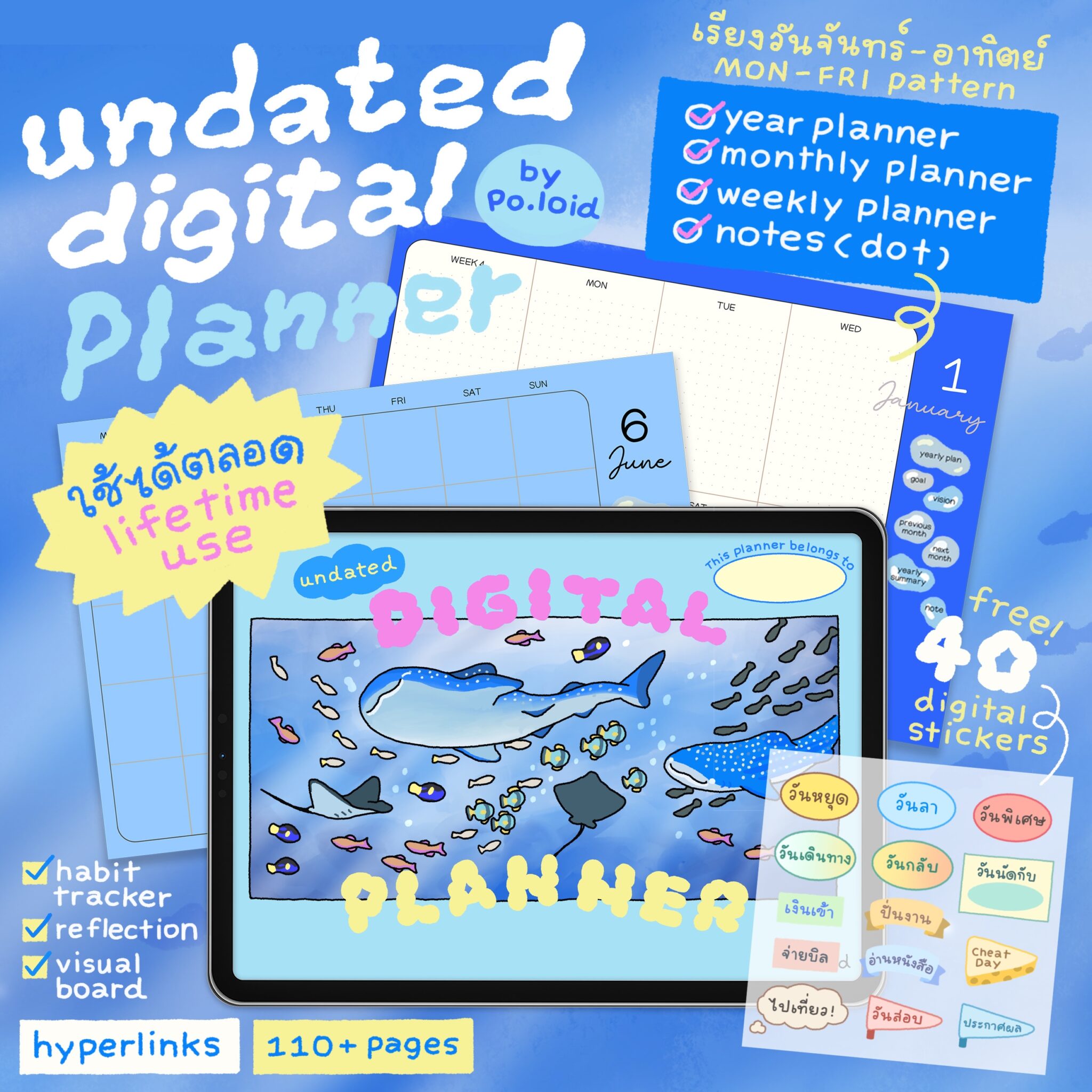 planners แพลนเนอร์ goodnote template 2025 digital planner: PO.LOID Into the sea Cover