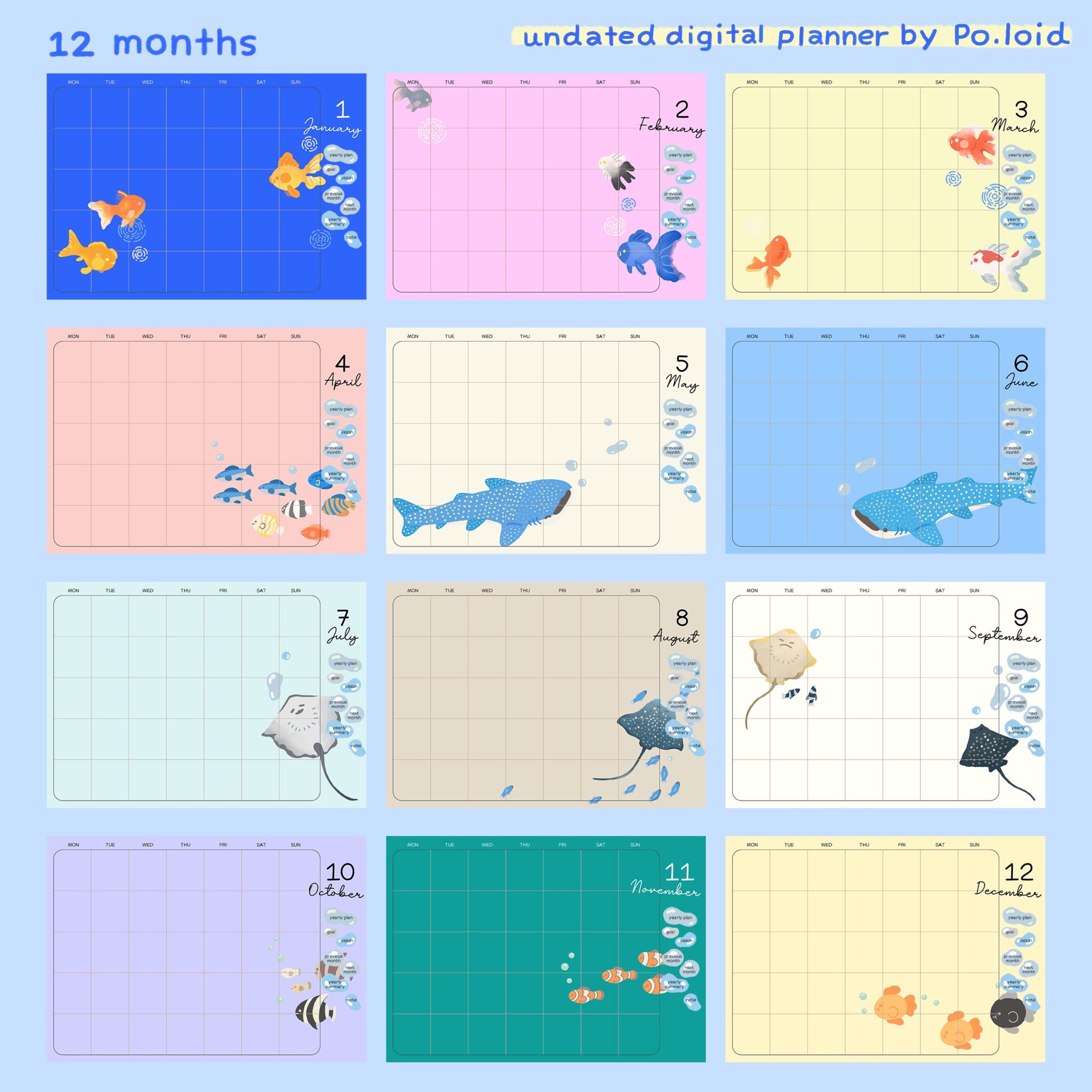 planners แพลนเนอร์ goodnote template 2025 digital planner: PO.LOID Into the sea Preview 1