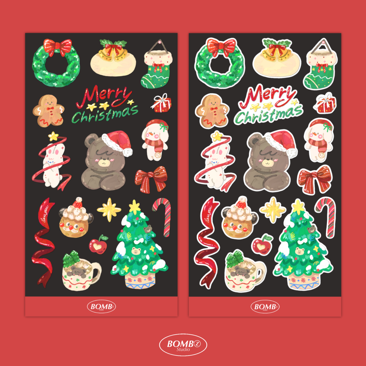 สติ๊กเกอร์ goodnotes png digital sticker: BOMBZSTUDIO: Kiss mas Preview 1