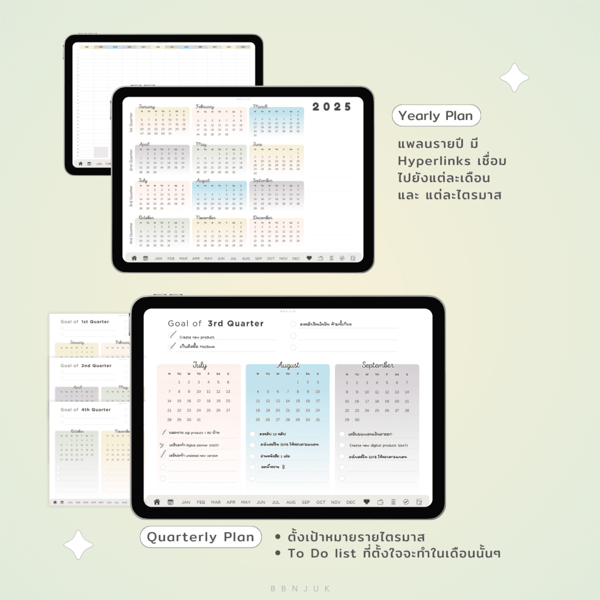 planners แพลนเนอร์ goodnote template 2025 digital planner: BBNJUK: yearly