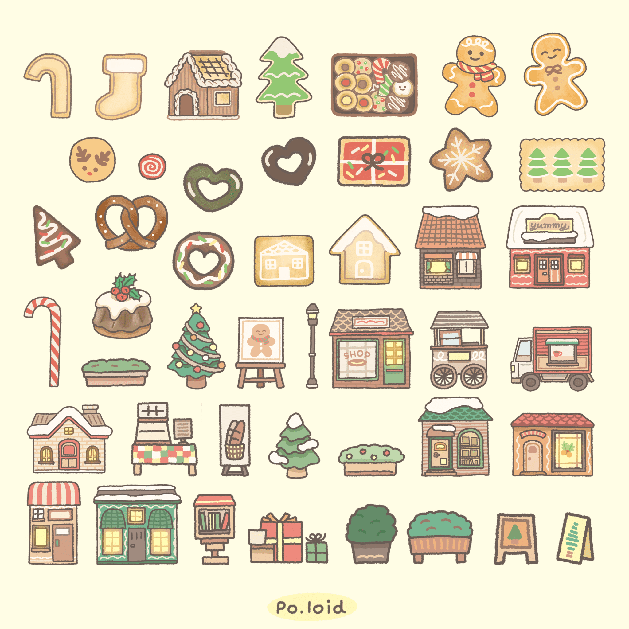 สติ๊กเกอร์ goodnotes png digital sticker: PO.LOID Festive winter Preview 1