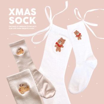 socks ถุงเท้าผู้หญิง: FAHFAHS: xmas teddy bear Cover